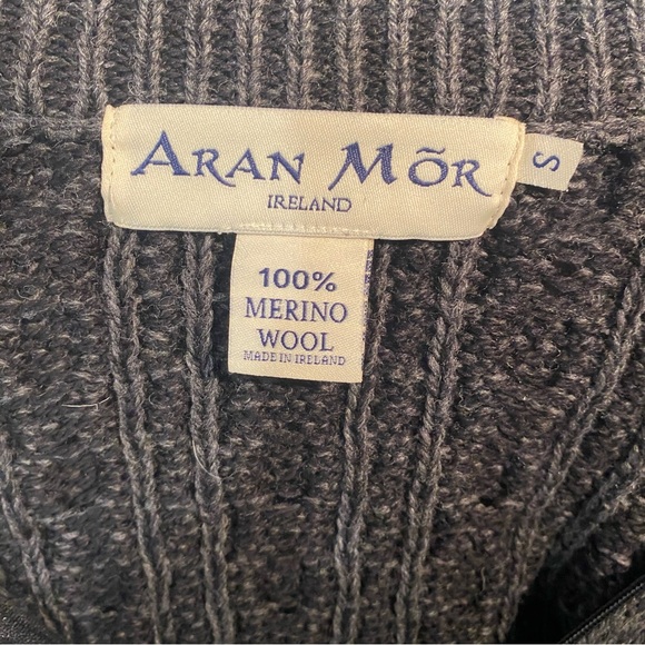 Aran Mor 100% Merino Wool Long Full Front Zippered Sweater Made in Ireland - Picture 4 of 7